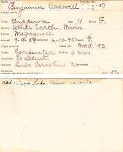 Benjamin Caswell Student Information Card
