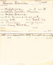 Oscar Davis Student Information Card
