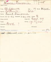 Thomas Denomie Student Information Card