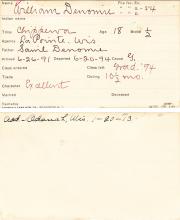 William A. Denomie Student Information Card