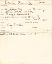 Antoine Donnell Student Information Card