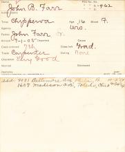 John B. Farr Student Information Card