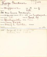 George Gardner Student Information Card