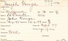 Joseph Gouge Student Information Card