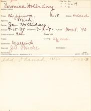 Veronica Holliday Student Information Card