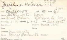 Josephine Holmes Student Information Card