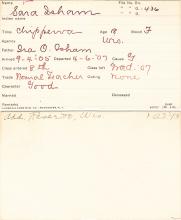 Sarah Isham Student Information Card