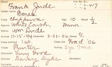 Frank Jude (Bones) Student Information Card