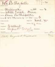 Ida La Chapelle Student Information Card