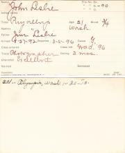 John Leslie Student Information Card