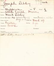 Joseph Libby Student Information Card