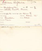 William Lufkins Student Information Card