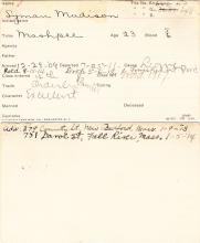 Lyman Madison Student Information Card