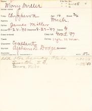 Mary Miller Student Information Card