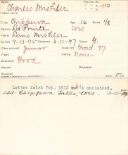 Charles Mishler Student Information Card