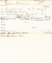 Alvis Morrin Student Information Card