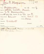 John G. Morrison Student Information Card