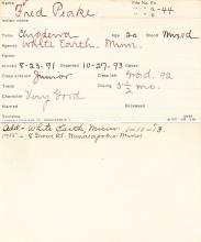 Fred Peake Student Information Card