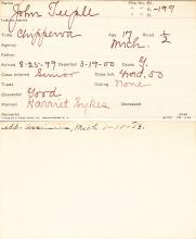 John Teeple Student Information Card