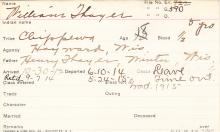 William Thayer Student Information Card