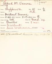 Alfred M. Venne Student Information Card