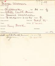 George Warren Student Information Card