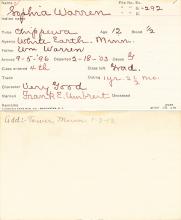Sophia Warren Student Information Card
