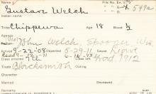Gustavus Welch Student Information Card