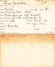 Percy Zadoka Student Information Card