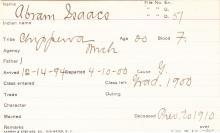 Abram Isaacs Student Information Card 