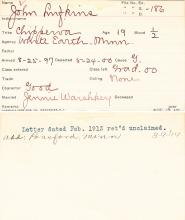 John Lufkins Student Information Card 