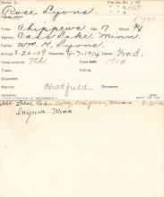 Rose Lyons Student Information Card 