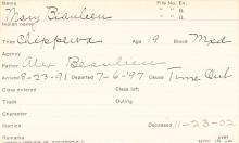 Mary Beaulieu Student Information Card