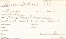 Bessie Gibson Student Information Card