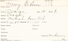 Mary Gibson Student Information Card