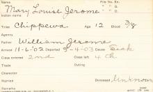 Mary Louise Jerome Student Information Card