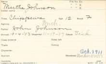 Martha Johnson Student Information Card