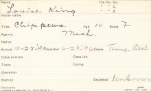 Louisa King Student Information Card