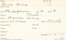 Susie King Student Information Card