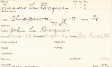 Frances La Rocque Student Information Card