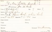 Helen Little Buck (Hum pa te koh) Student Information Card