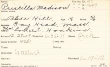 Priscilla Madison Student Information Card