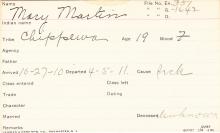 Mary Martin Student Information Card