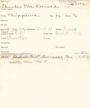 Charles McDonald Student Information Card