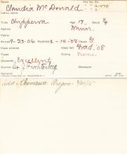 Claudia McDonald Student Information Card