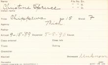 Christine Spruce Student Information Card