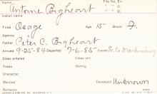 Antoine Bigheart Student Information Card