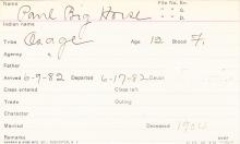Paul Big Horse Student Information Card