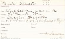 Charles Bresette Student Information Card