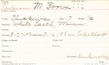 William M. Brown Student Information Card